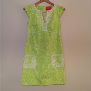 Lilly Pulitzer Embroidered Green Shift Dress